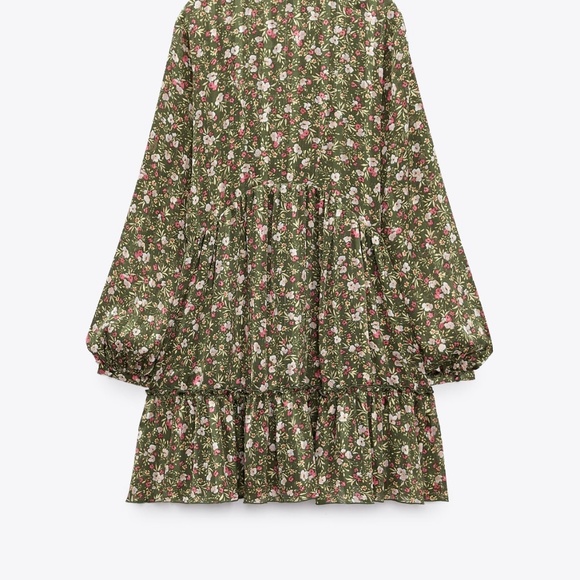 Zara limited edition floral print green dress - Picture 8 of 10